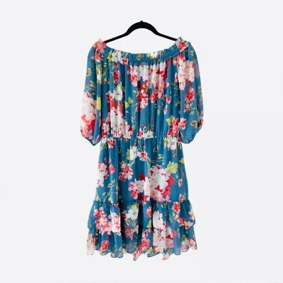 Roz & Ali Floral Print Sexy Couture Off The Shoulder Dress Size M - Picture 2 of 9